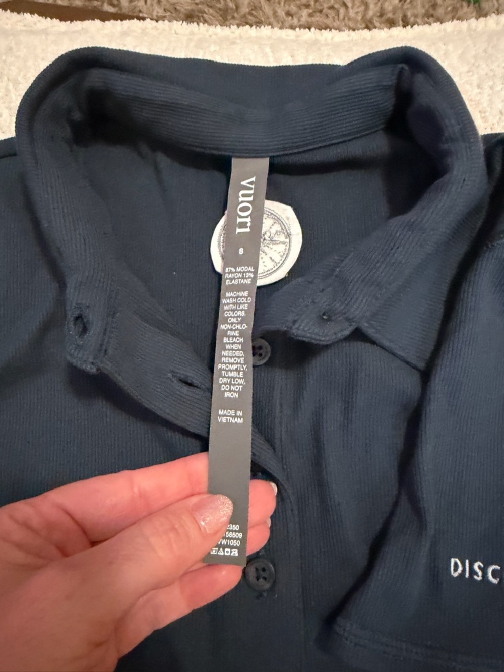 Vuori Navy Blue Women's Button-Down Polo Shirt Discovery Dunes - Picture 5 of 6